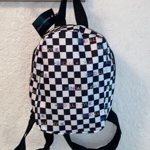 NWT Kendall & Kylie Mini Backpack black/white checkered rainbow